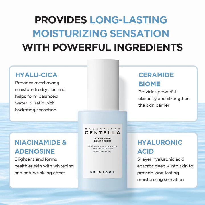 Hyalu-CICA Blue Serum 50ml| 5 Layer Hyaluronic Acid Cica Niacinamide | Hydrating and Refreshing Multi-Care Solutions