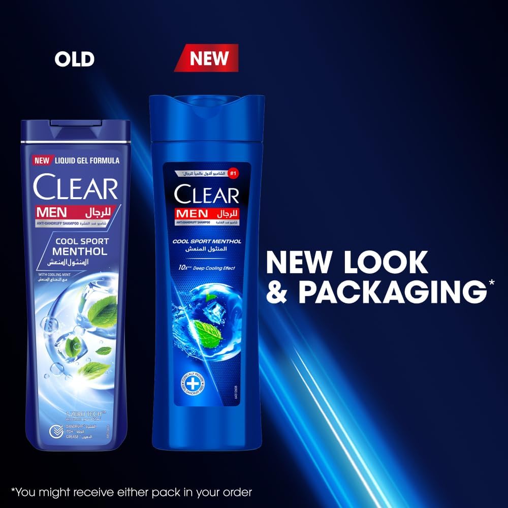 CLEAR Shampoo for men, anti-dandruff shampoo, Cool Sport Menthol, 100% Dandruff-free hair & Nourished Scalp, 200ml