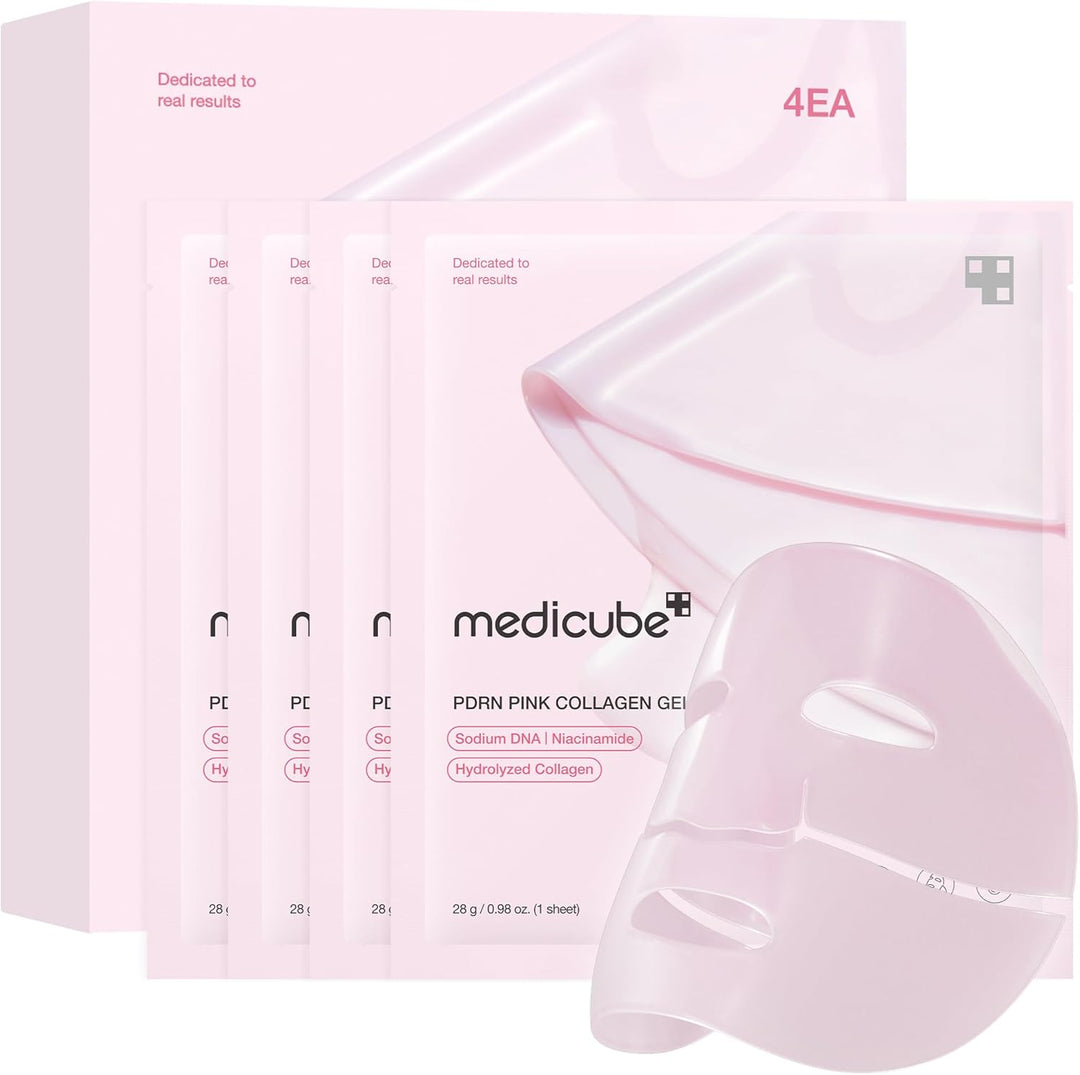 medicube Salmon DNA PDRN pink collagen jelly gel mask | overnight face mask for glass glow skin- elasticity, hydrating, firming and moisturizing | korean skincare, 28g, 4ea