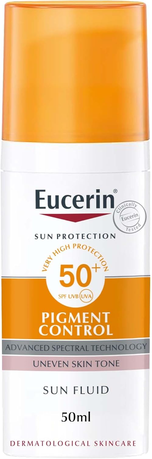 Eucerin Face Sunscreen Even Perfector Pigment Control Sun Fluid with Thiamidol, High UVA/UVB Protection, SPF50+, Reduces Spots for Uneven Skin Tone, 50ml