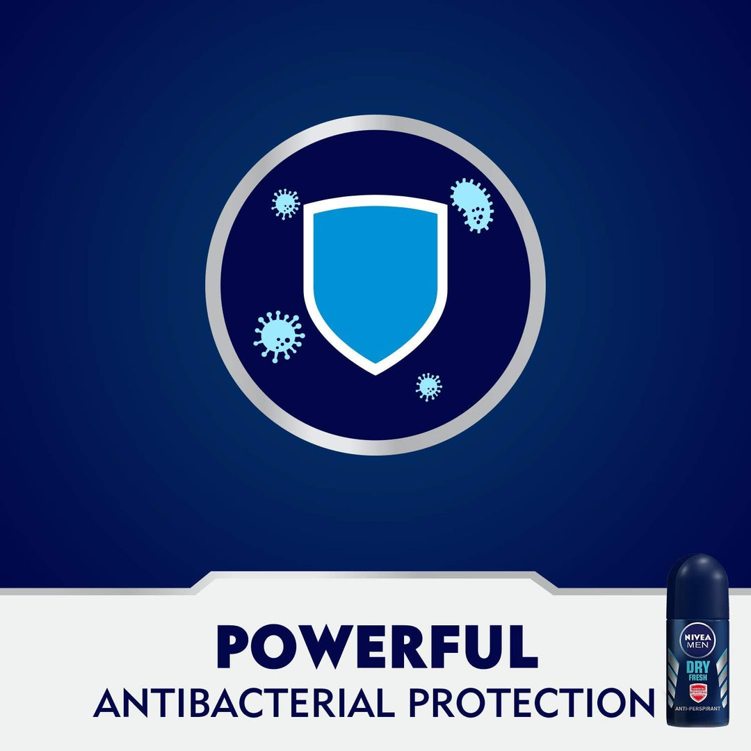 MEN Antiperspirant Roll-on for Men, 48h Protection, Dry Fresh Antibacterial, 50ml