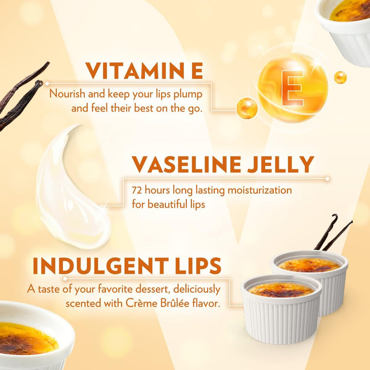 Vaseline Lip Care Crème Brulee Lip Balm Tub With Pure Jelly & Crème Brulee For Deliciously Kissable Lips| Nourishes & Protects Lips|