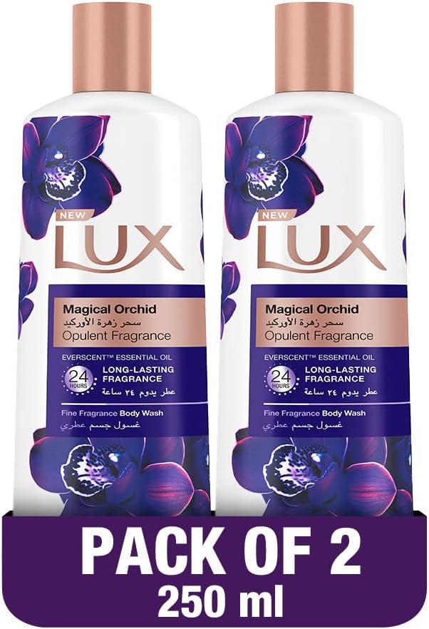 LUX Opulent Fragrance Body Wash, NEW Magical Orchid, 30H Long-Lasting Scent, with Everscent Essential Oil, 250ml x 2