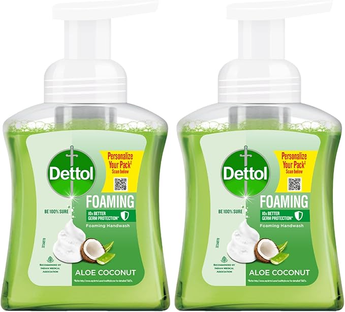 Dettol Foaming Handwash Pump Combo (2 x 250ml) | Rich Foam | Moisturizing Hand Wash | Soft on Hands