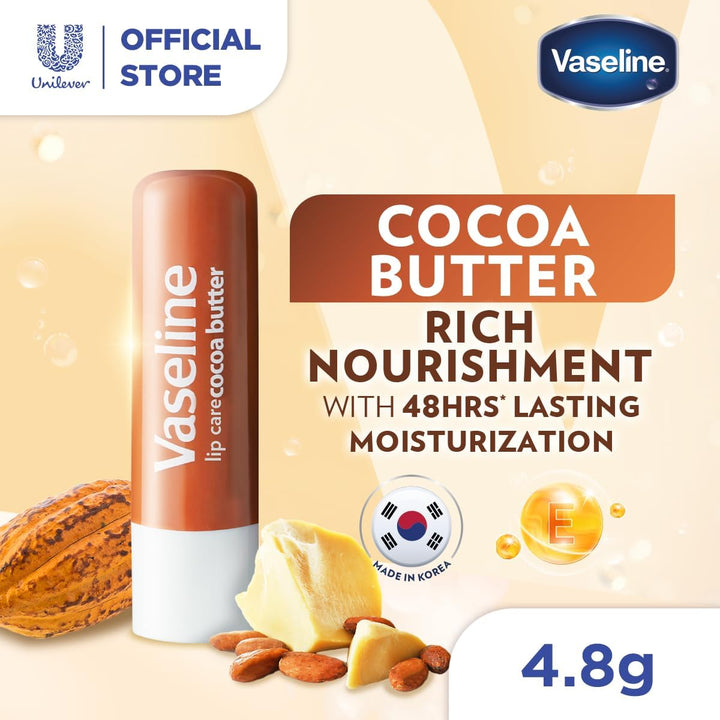 Vaseline Lip Therapy Cocoa Butter Lip Balm With Pure Jelly| Cocoa Butter & Shea Butter For Soft & Glowing Lips| Nourishes &