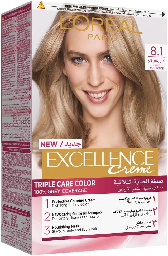 L’Oréal Paris Excellence Crème Permanent Hair Color, 8.1 Ash Light Blonde