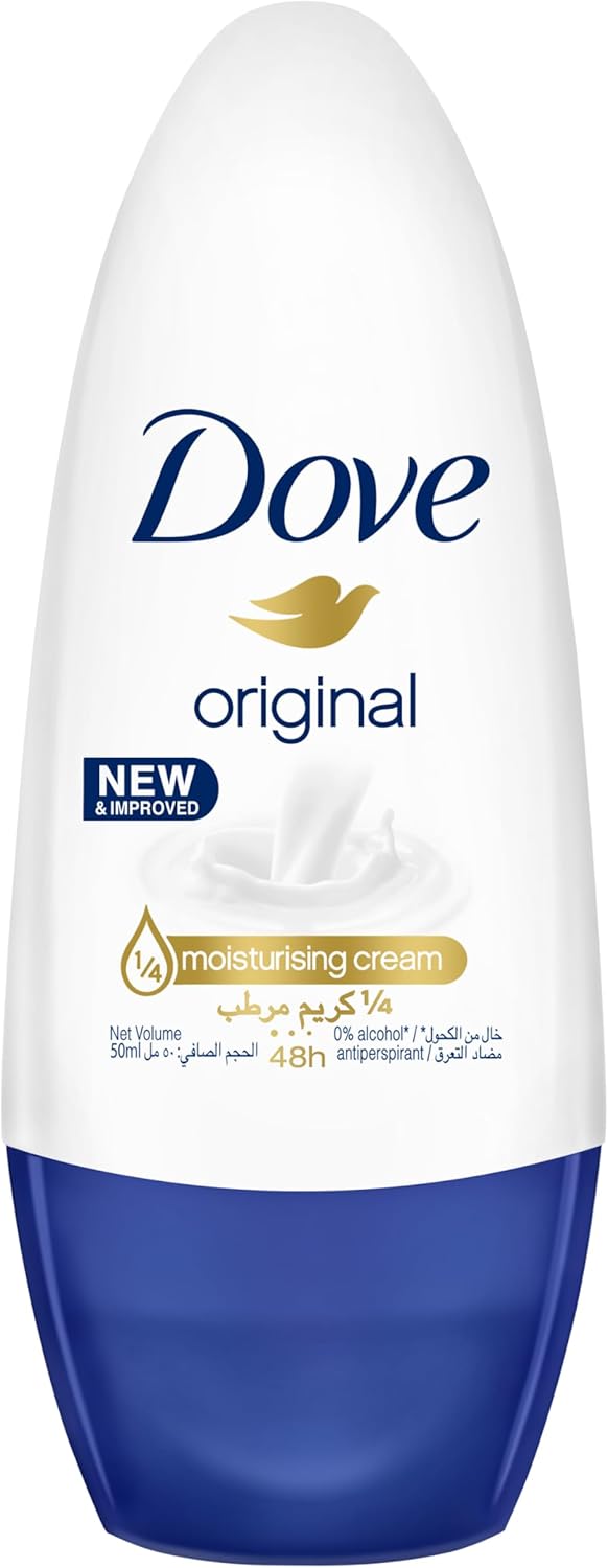 DOVE Women Antiperspirant Deodorant Roll-On for refreshing 48-hour protection, Original, alcohol free, 50ml