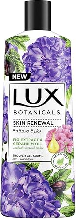Lux Botanicals Perfumed Body Wash For Skin Renewal With Fig Extract And Geranium Oil, 500Ml