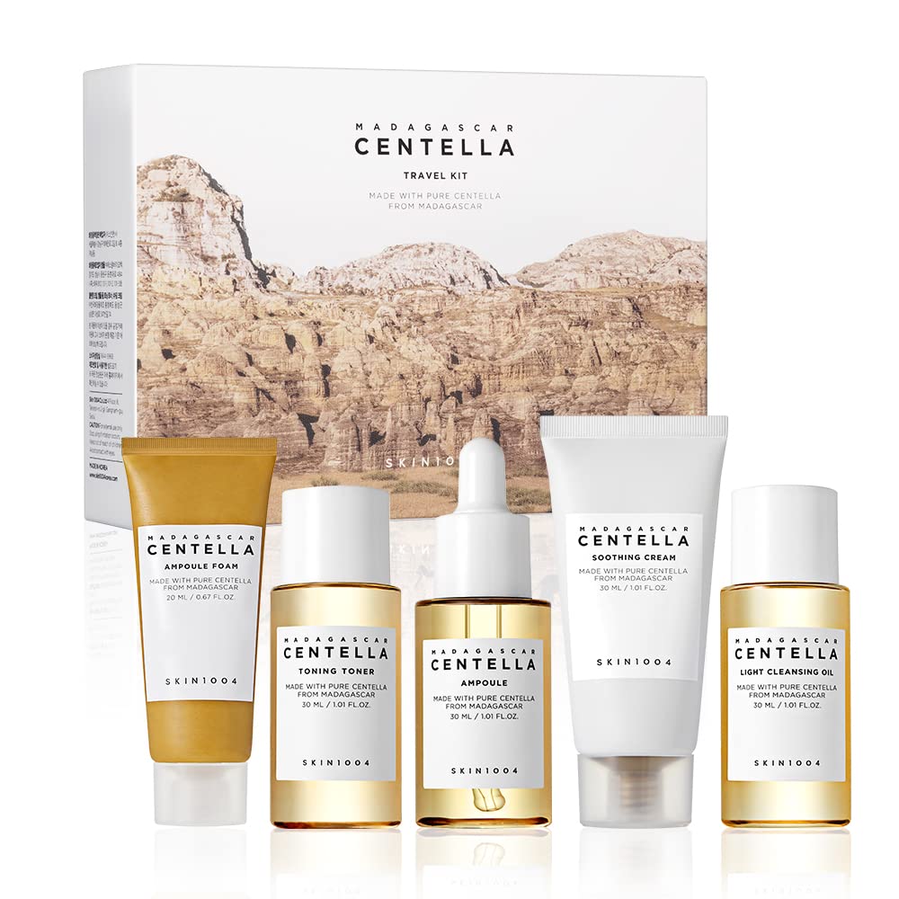 Madagascar Centella Travel Kit, Toner, Ampoule, Soothing Cream, Cleansing Oil, Ampoule Foam, Basic Skincare Box