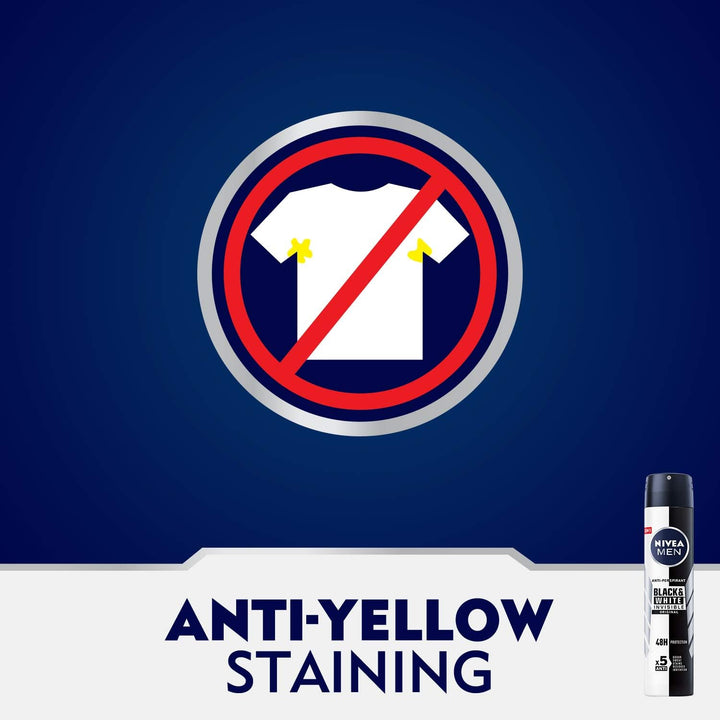Nivea MEN Antiperspirant Spray for Men, Black & White Invisible Protection Original, 150ml