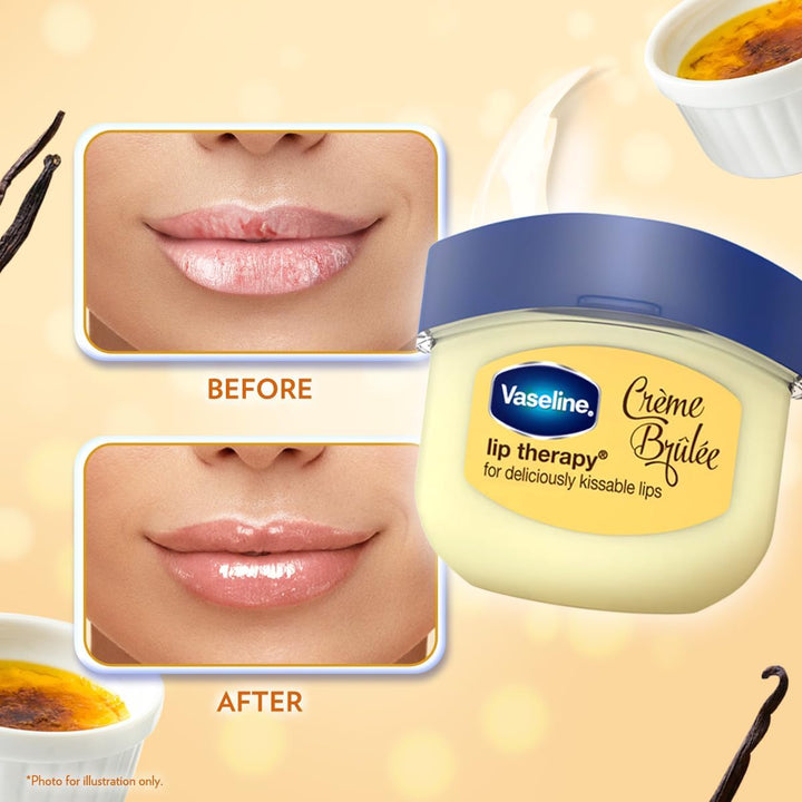 Vaseline Lip Care Crème Brulee Lip Balm Tub With Pure Jelly & Crème Brulee For Deliciously Kissable Lips| Nourishes & Protects Lips|