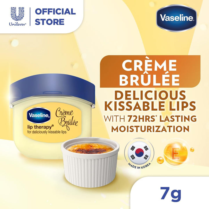 Vaseline Lip Care Crème Brulee Lip Balm Tub With Pure Jelly & Crème Brulee For Deliciously Kissable Lips| Nourishes & Protects Lips|