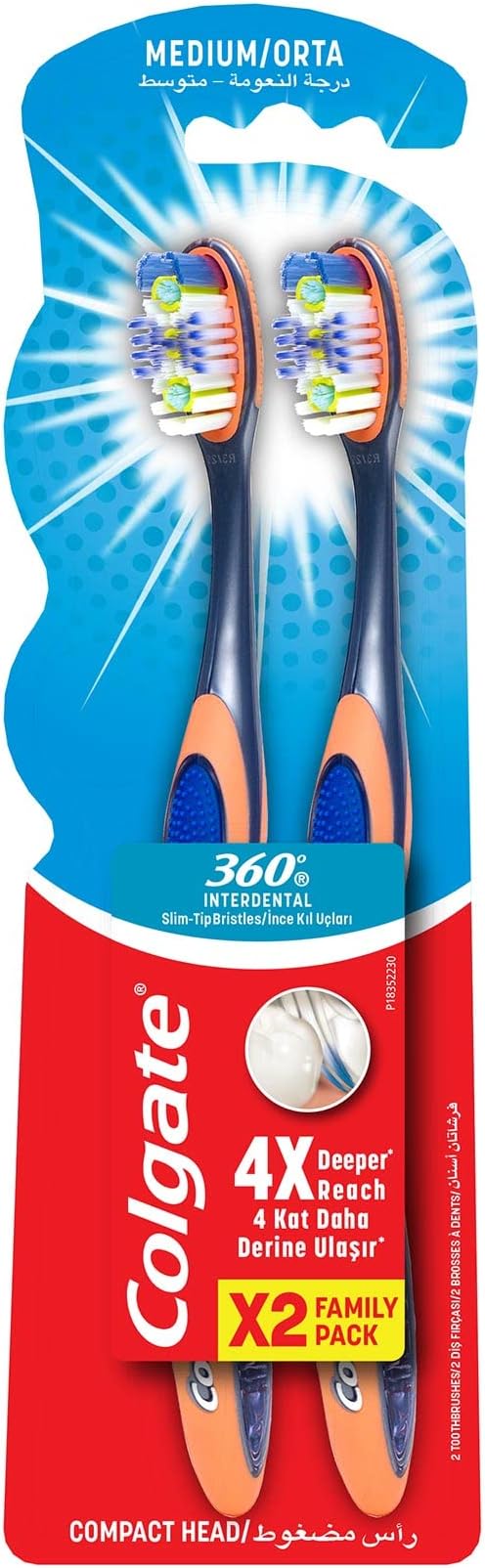 Colgate 360 Interdental Multipack Medium Toothbrush - 2Pk
