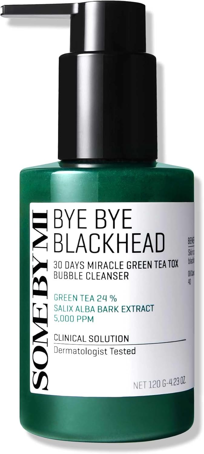 Some By Mi Bye Bye Blackhead 30 Days Miracle Green Tea Tox Bubble Cleanser | 120G | Korean Face Wash For Removing Blackhead | Daily Pore Minimizer For Face Skin Texture