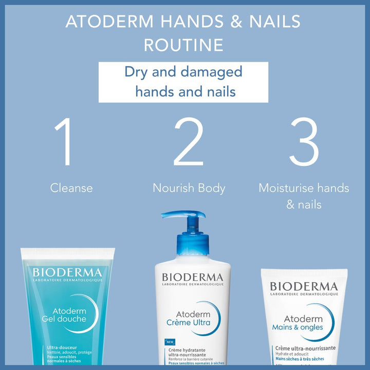 Bioderma Atoderm Hands & Nail Ultra Repairing Soothing Cream for Normal to Dry skin, 50ml, White, 1.7 Fl Oz 
