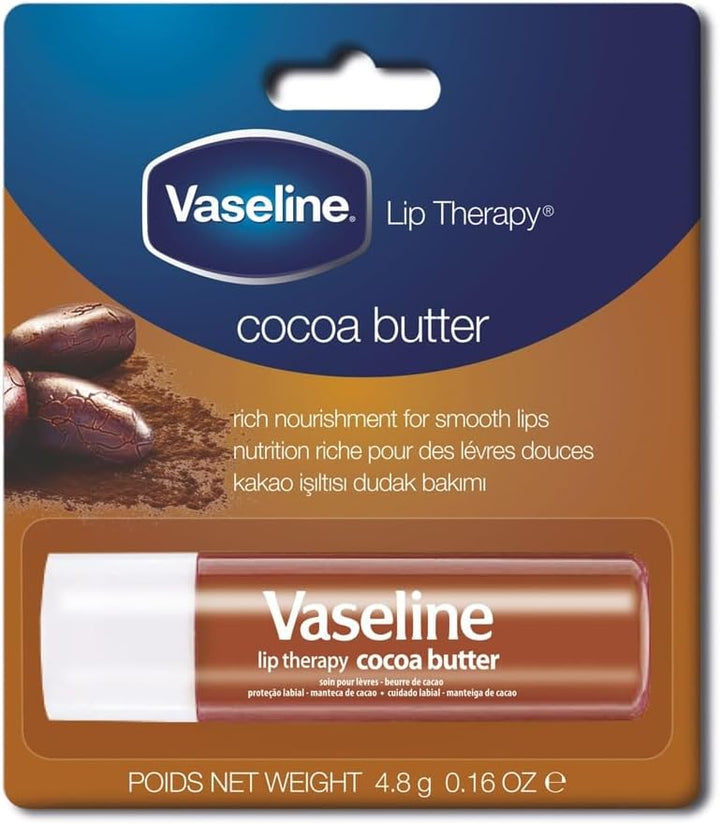 Vaseline Lip Therapy Cocoa Butter Lip Balm With Pure Jelly| Cocoa Butter & Shea Butter For Soft & Glowing Lips| Nourishes &
