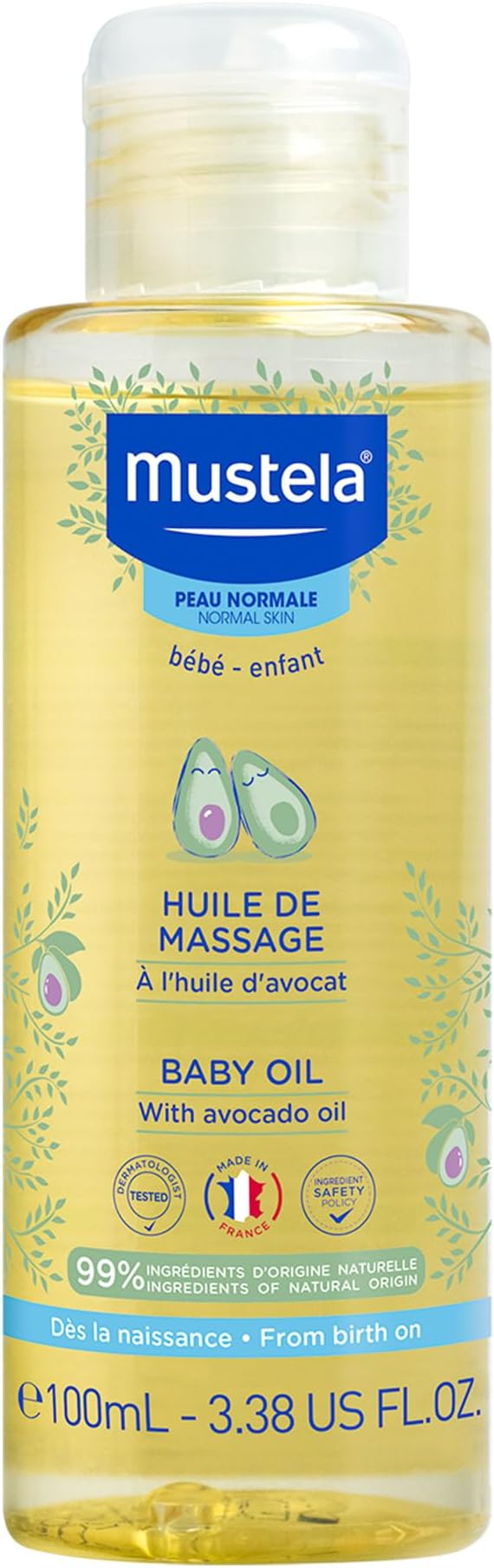 Mustela Baby Oil, Natural Avocado fortified with Vitamin B5