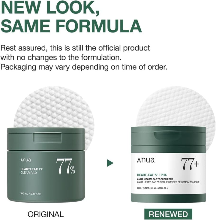 ANUA Heartleaf 77 Toner Pad, Mild Exfoliating Facial Pads for Glass Skin, Hydrating Pore Care for Sensitive Skin, Heartleaf Extract, PHA, Centella, Non comedogenic, Korean Skin Care (70 Pads)