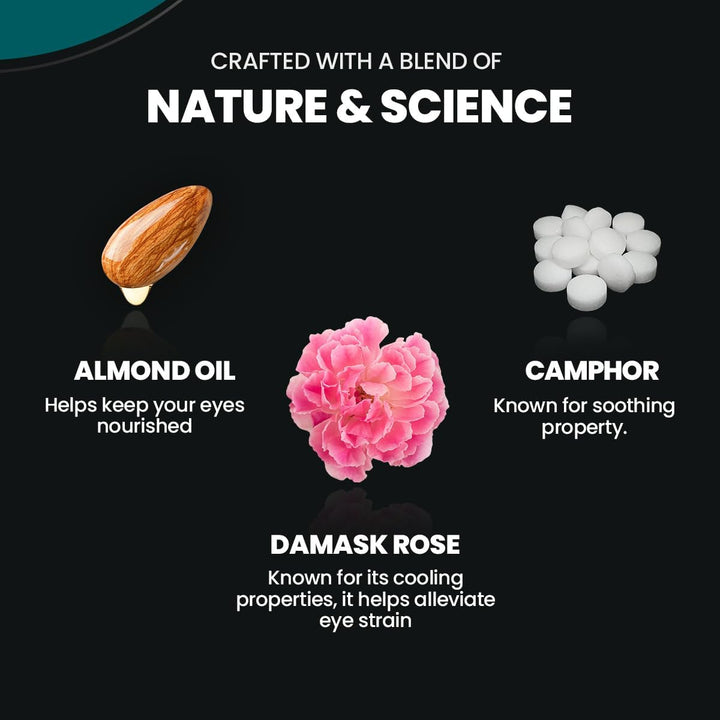 Kajal 100% Natural Black Color Is Fortified with Rich Damask Rose and Almond Oil - 2.7g