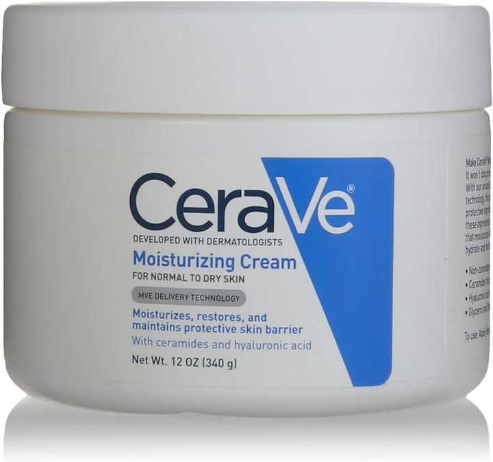 CeraVe Moisturizing Cream, Body and Face Moisturizer for Normal to Dry Skin, Body Cream with Hyaluronic Acid and Ceramides