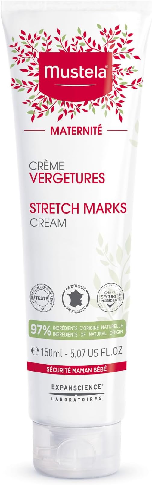 Mustela Maternity Stretch Marks Cream for Pregnancy - Natural Skincare Massage Moisturizer with Natural Avocado, Maracuja & Shea Butter - Lightly Fragranced or Fragrance Free - 150ml