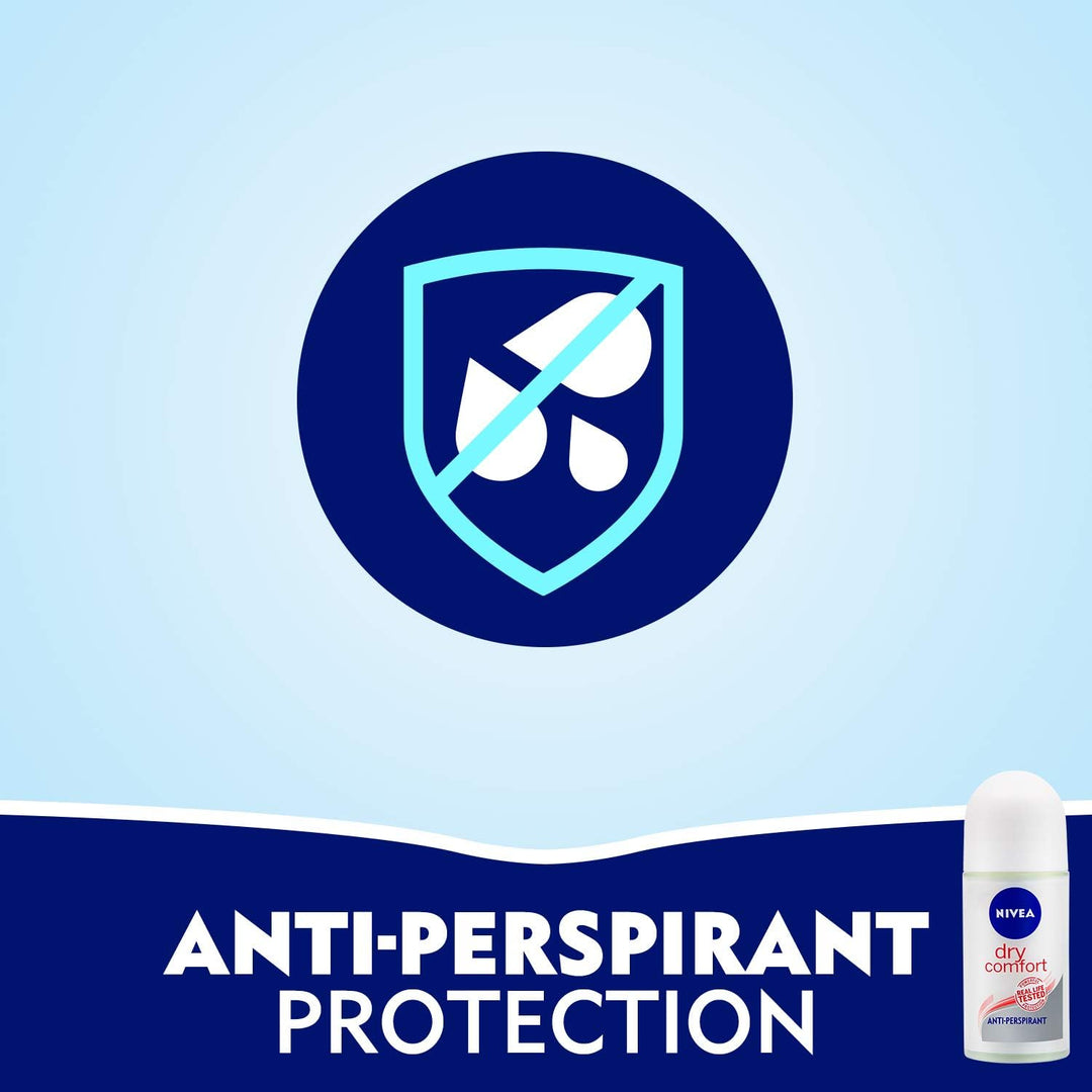 Nivea Antiperspirant Roll-on for Women, Dry Comfort Quick Dry, 2x50ml