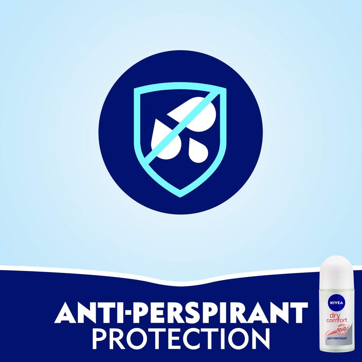 Nivea Antiperspirant Roll-on for Women, Dry Comfort Quick Dry, 2x50ml