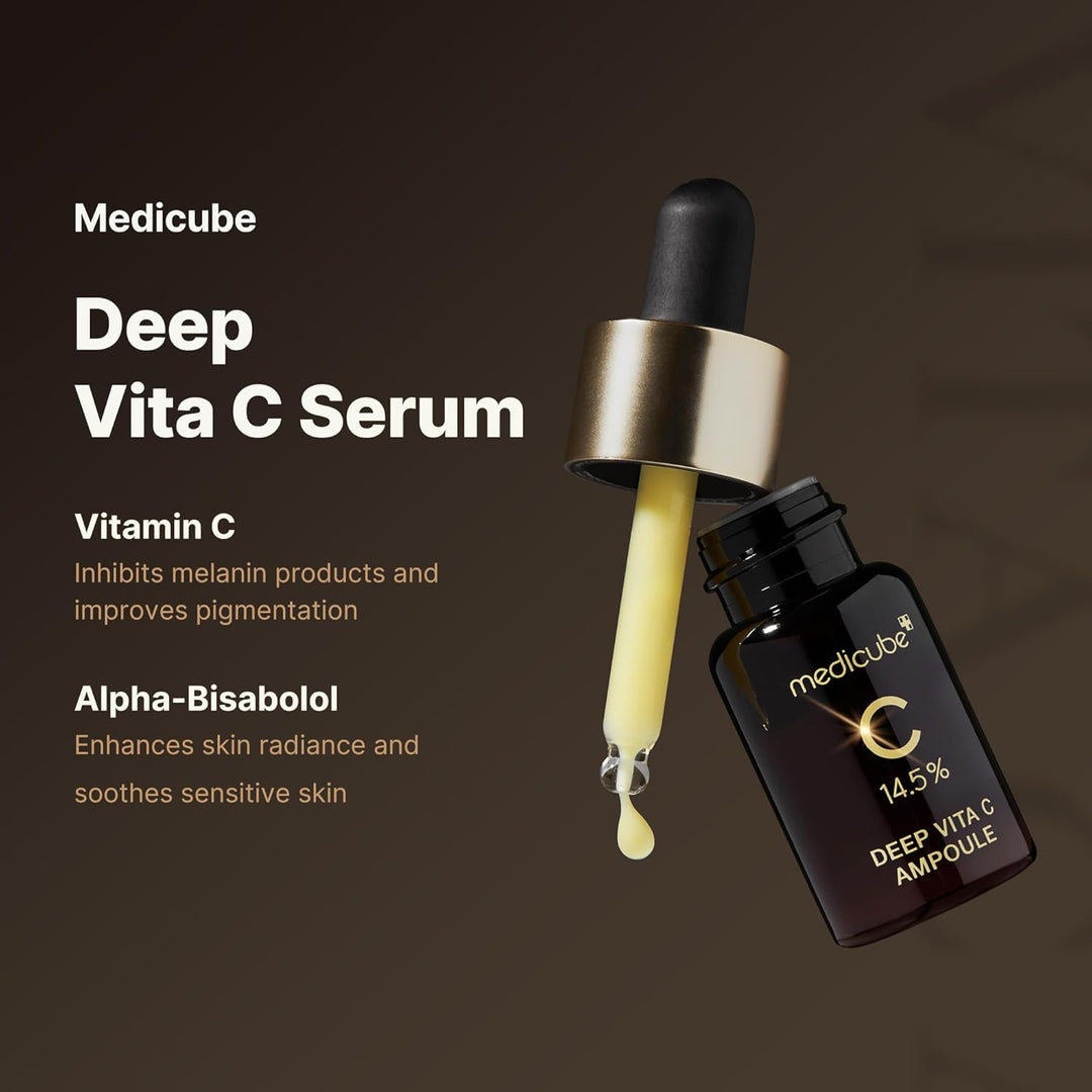 medicube Deep Vita C Serum 2.0 || 14.5% Pure Vitamin C reduce the appearance of hyperpigmentation, dark spots, and blemishes | 16 self-tests complete | Korean skincare (10g * 3 bottles)