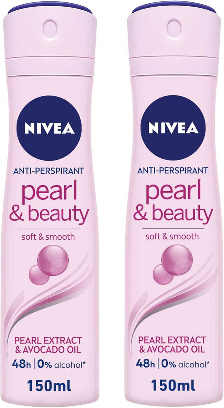 Nivea Antiperspirant Roll-on for Women, Pearl & Beauty Pearl Extracts, 2x150ml