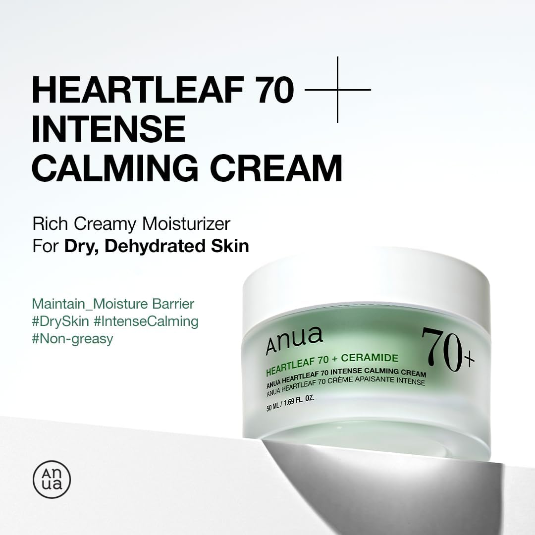 Heartleaf 70 Intense Calming Cream with Ceramide, Panthenol, Heartleaf extract, Korean Skin care - (50ml /1.69Fl. Oz)