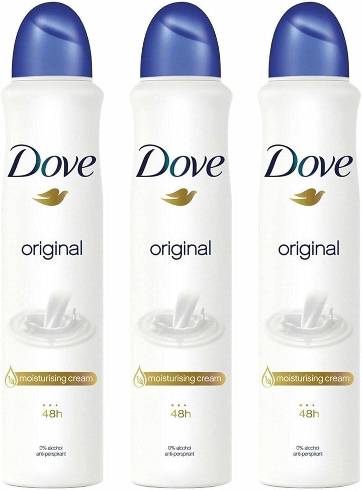 Dove 3 Pack of 250ml Women Original Anti-Perspirant Deodorant Spray Upto 48 Hour Protection