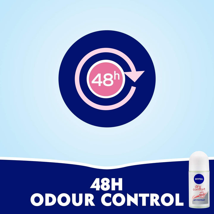Nivea Antiperspirant Roll-on for Women, Dry Comfort Quick Dry, 2x50ml