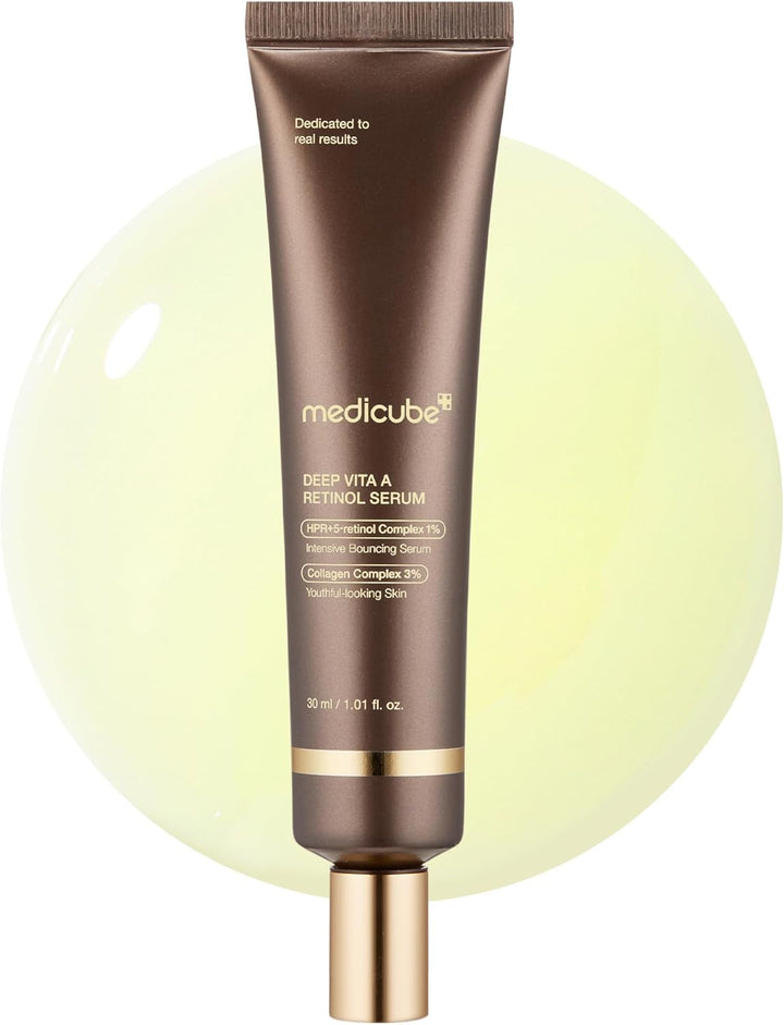 medicube Deep Reviving Bakuchiol Retinol Facial Serum - Anti-Aging 4th Gen Retinol & Bakuchiol - Targets Fine Lines, Uneven Skin Tone, Blemish Scars - Korean Skin Care, Low Irritant, 1.01 fl oz