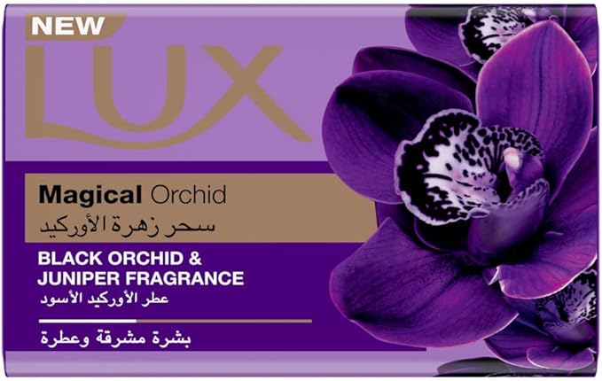 LUX Bar Soap for fragrant glowing skin, Magical Orchid, with Black Orchid & Juniper Fragrance, 120g, Purple