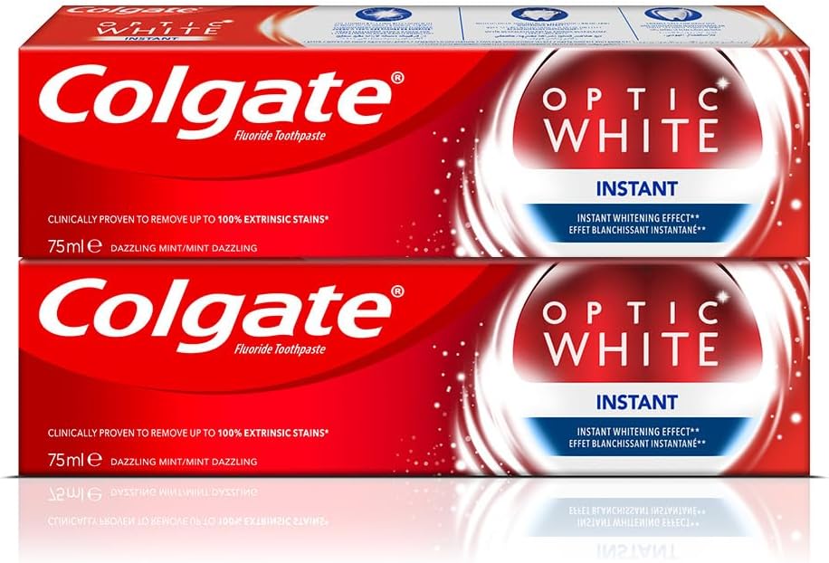 Colgate Optic White Instant Whitening Toothpaste, 75ml (2 Pack)