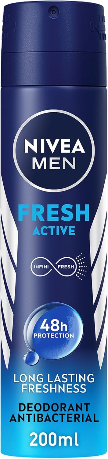 Nivea MEN Antiperspirant Spray for Men, Fresh Active Fresh Scent, 200ml