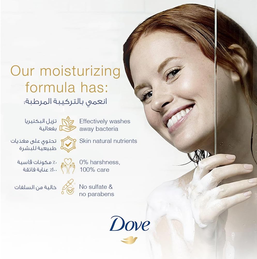 Dove Deeply Nourishing Body Wash, for Instant Moisturising, Original, with No Sulfates or Parabens, 500ml, Pack of 2