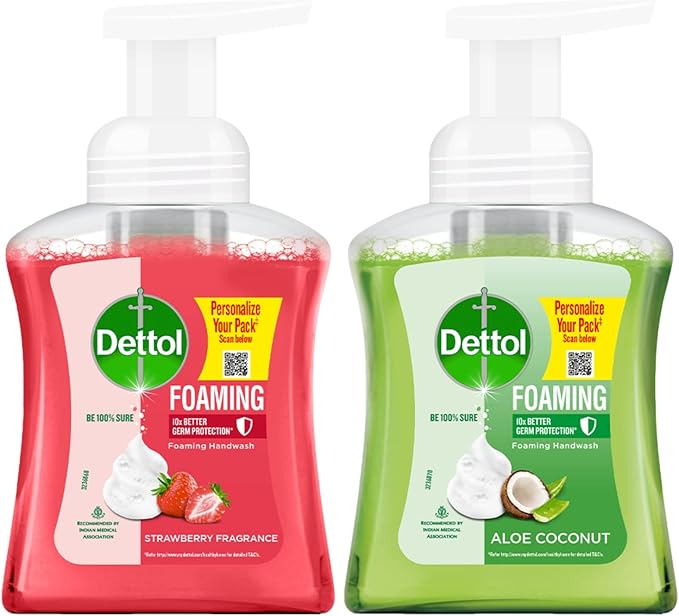 Dettol Foaming Handwash Pump Combo (2 x 250ml) | Rich Foam | Moisturizing Hand Wash | Soft on Hands