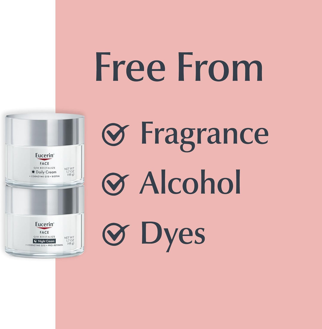 Eucerin Q10 Anti Wrinkle Face Cream Bundle, Day Cream and Night Cream For Face, 1.7 Ounce (Pack of 2)