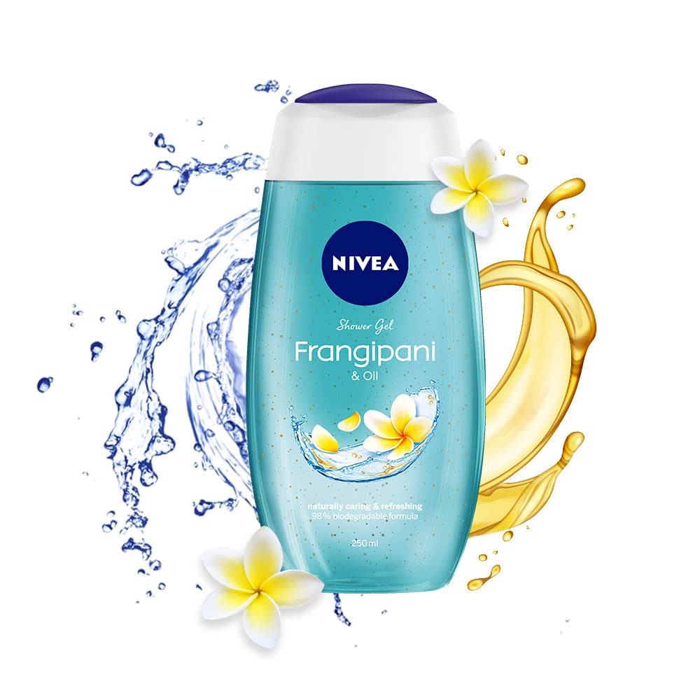 Nivea Shower Gel Body Wash, Frangipani & Oil Caring Oil Pearls Frangipani Scent, 250ml
