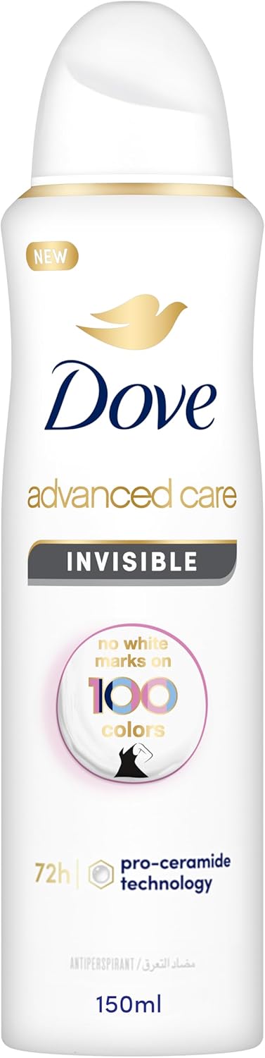 Dove Women Antiperspirant Deodorant Spray, for 48-hour protection, Invisible Dry, with ¼ moisturizing cream, 150ml