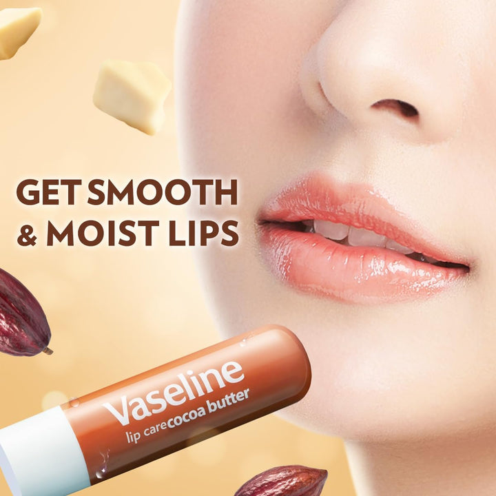 Vaseline Lip Therapy Cocoa Butter Lip Balm With Pure Jelly| Cocoa Butter & Shea Butter For Soft & Glowing Lips| Nourishes &