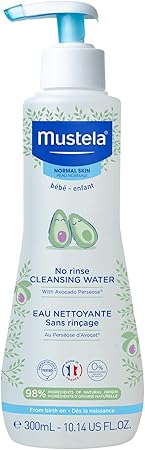 Mustela Baby Cleansing Water - No-Rinse Micellar Water - with Natural Avocado for Baby's Face, Body & Diaper - 300m