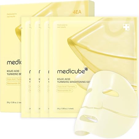 medicube Kojic Acid Turmeric Brightening Gold Jelly Gel Mask | Overnight Face Mask for Glass Glow Skin- Elasticity, Hydrating, Firming and Moisturizing | Korean Skincare, 28g x 4ea