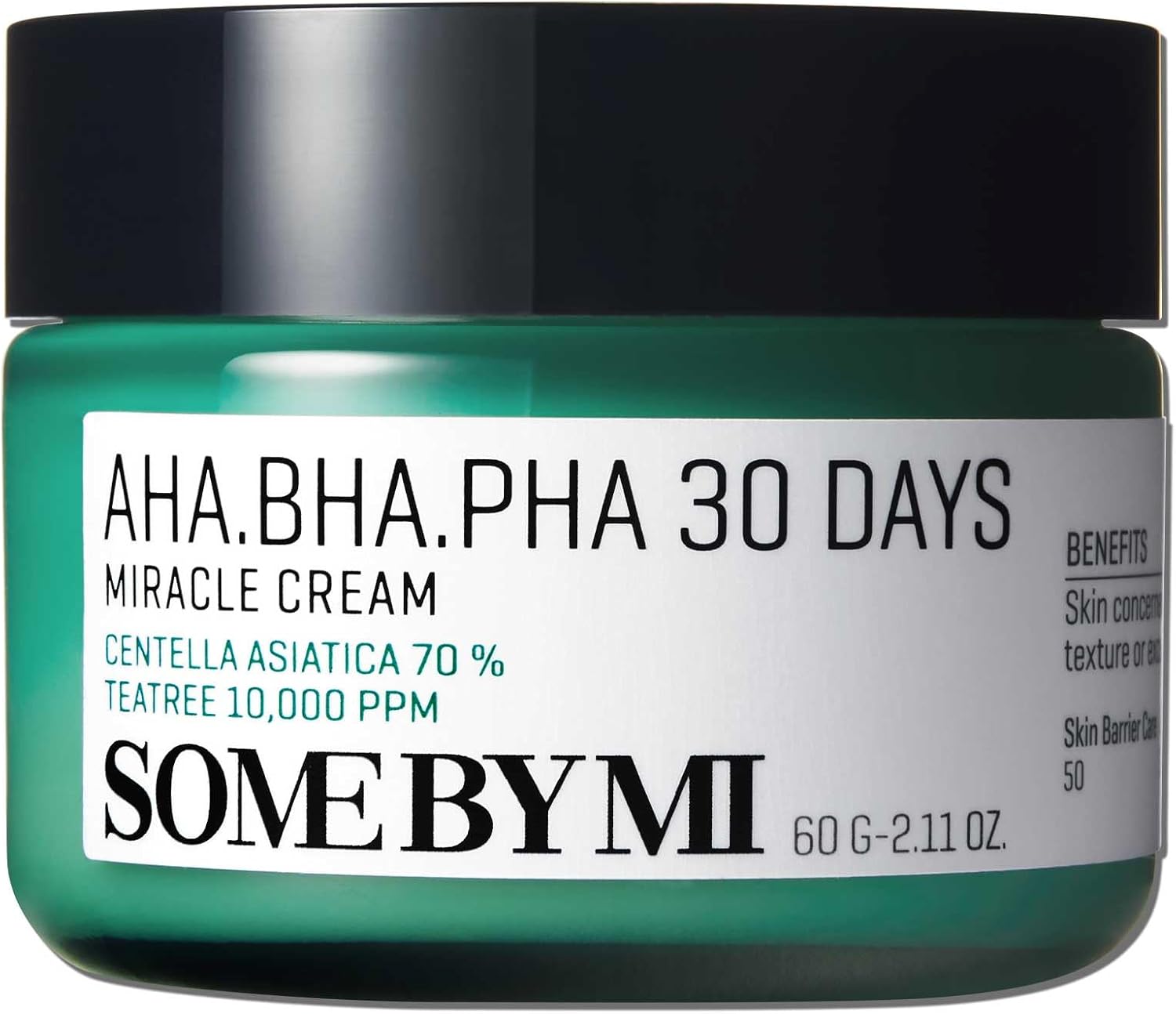 Some By Mi AHA BHA PHA 30 Days Miracle Cream | 60ml | Made From Tea Tree Leaf Water For Sensitive Skin | Mild Moisturizer For Skin Calming & Soothing
