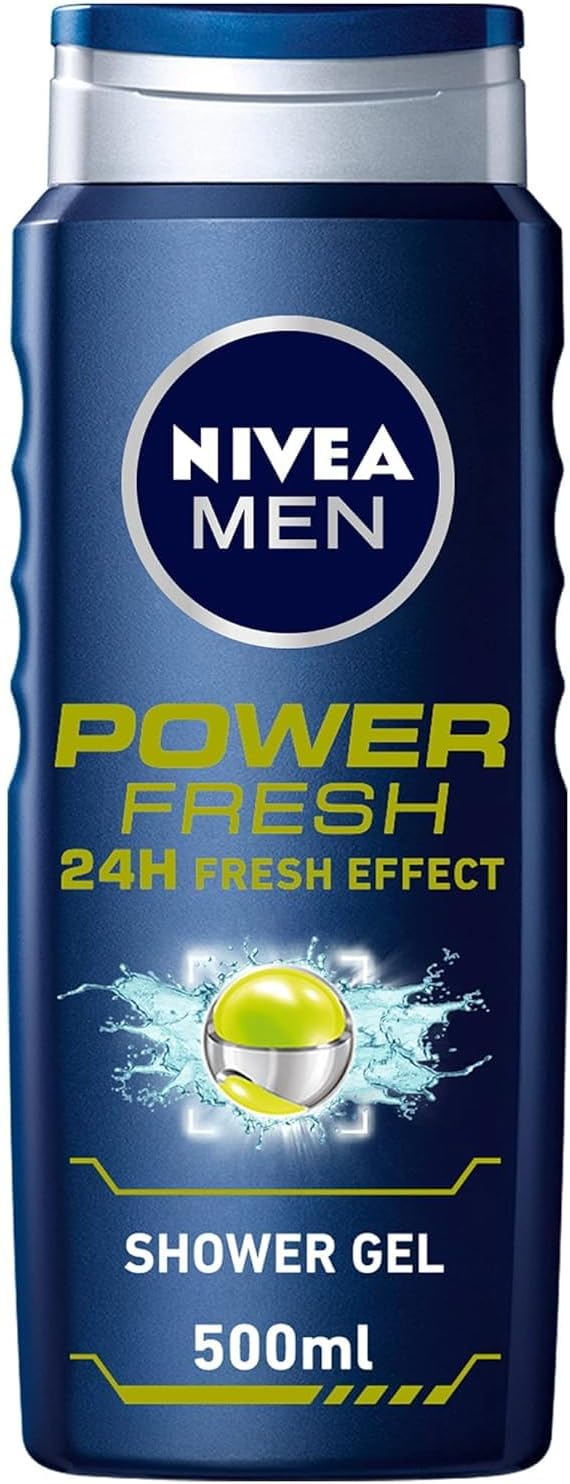 Nivea MEN 3in1 Shower Gel, Power Fresh 24h Fresh Effect Citrus Scent, 500ml