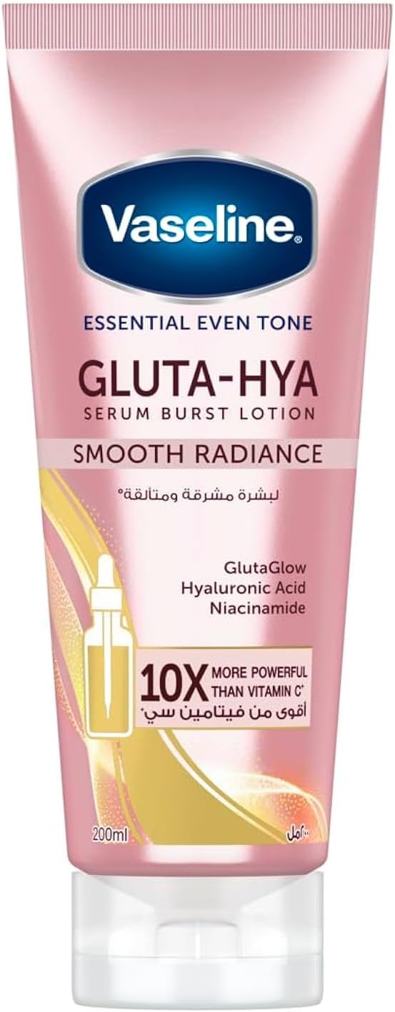 Vaseline Essential Even Tone Body Lotion Smooth Radiance, Gluta-Hya Serum Burst, 10X More Powerful than Vitamin C, Deeply