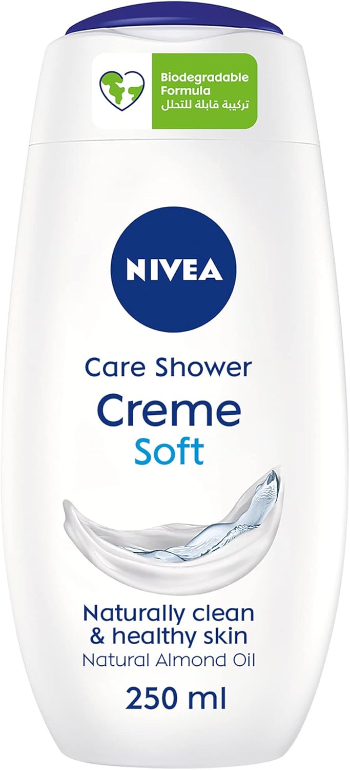 Nivea Shower Gel Body Wash, Cleansing Creme Soft Almond Oil Mild Scent, 250ml