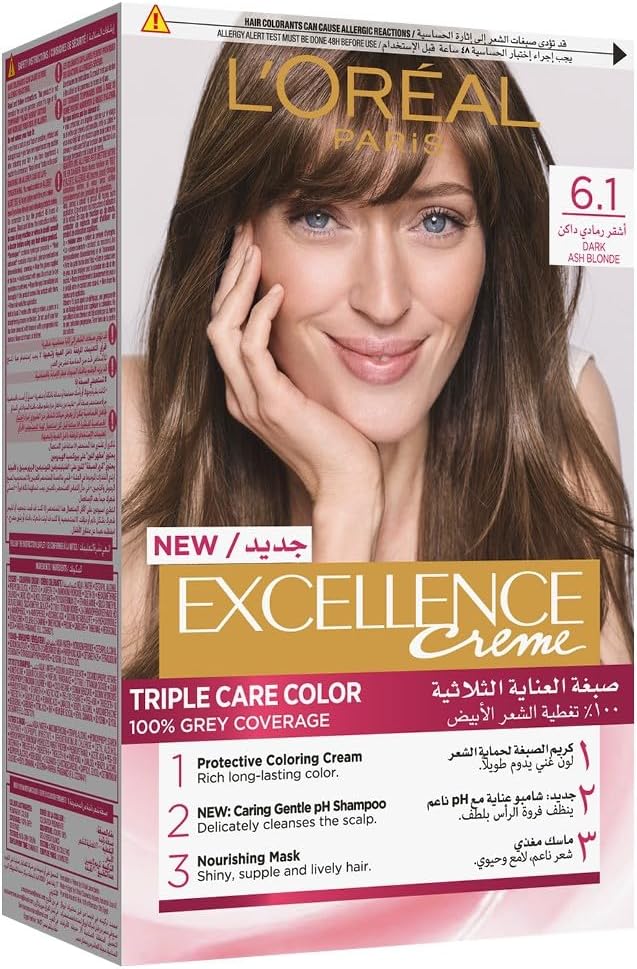 L’Oréal Paris Excellence Crème Permanent Hair Color, 6.1 Dark Ash Blonde