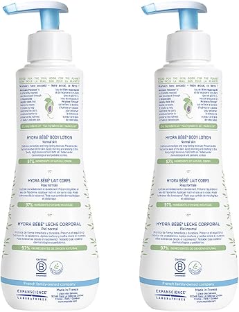 Mustela Hydra Bebe Body Lotion - Daily Moisturizing Baby Lotion with Natural Avocado, Jojoba & Sunflower Oil 2-Pack